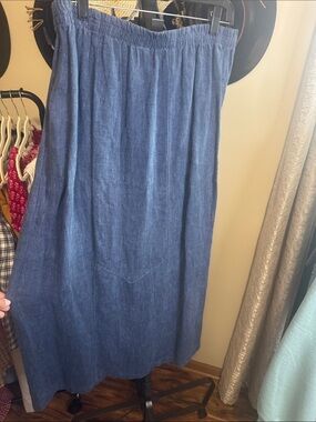 Women's Blue Maxi Skirt with Elastic Waist